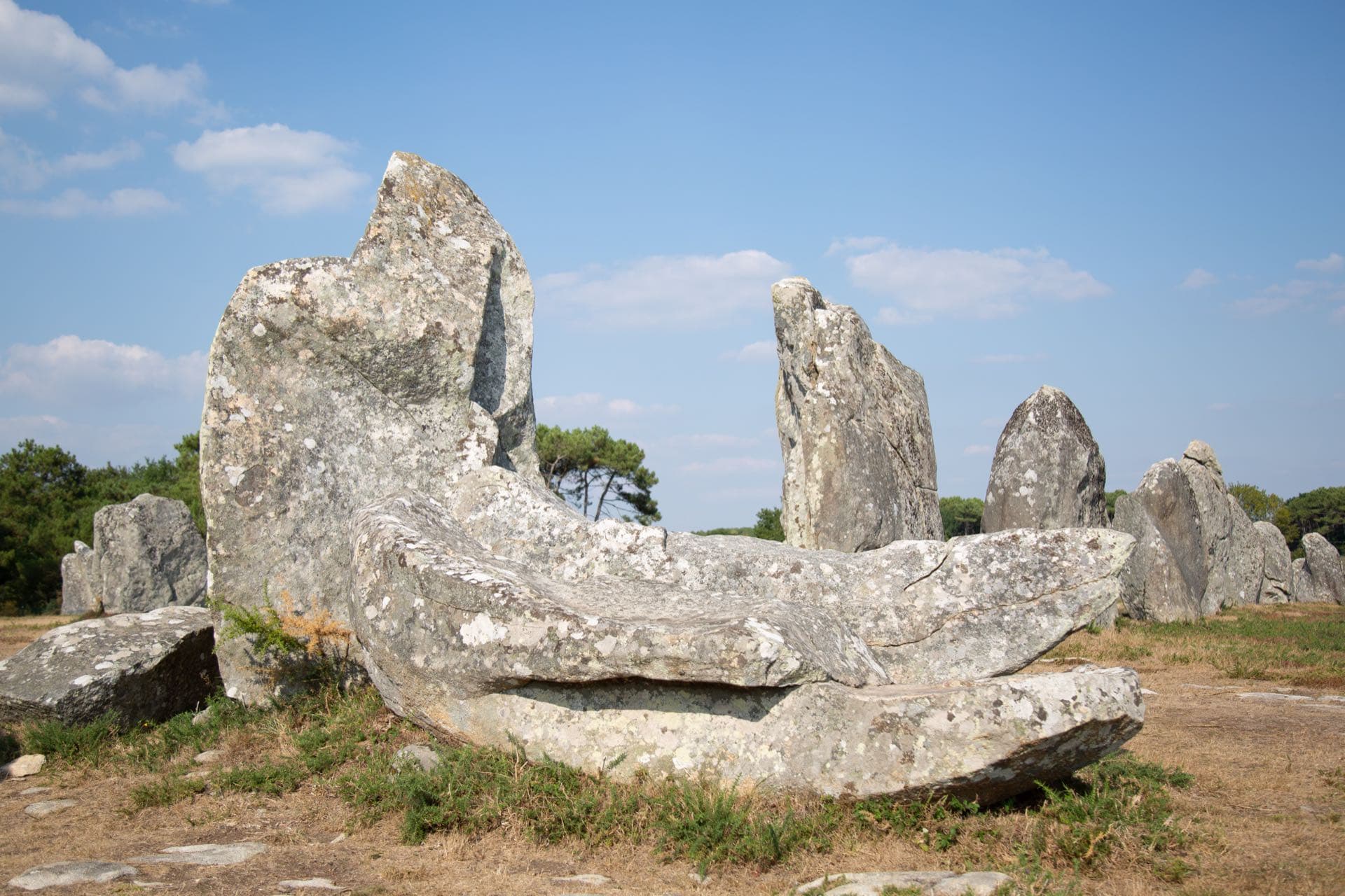 Dolmen et grandes pierres levées sur le site de Carnac